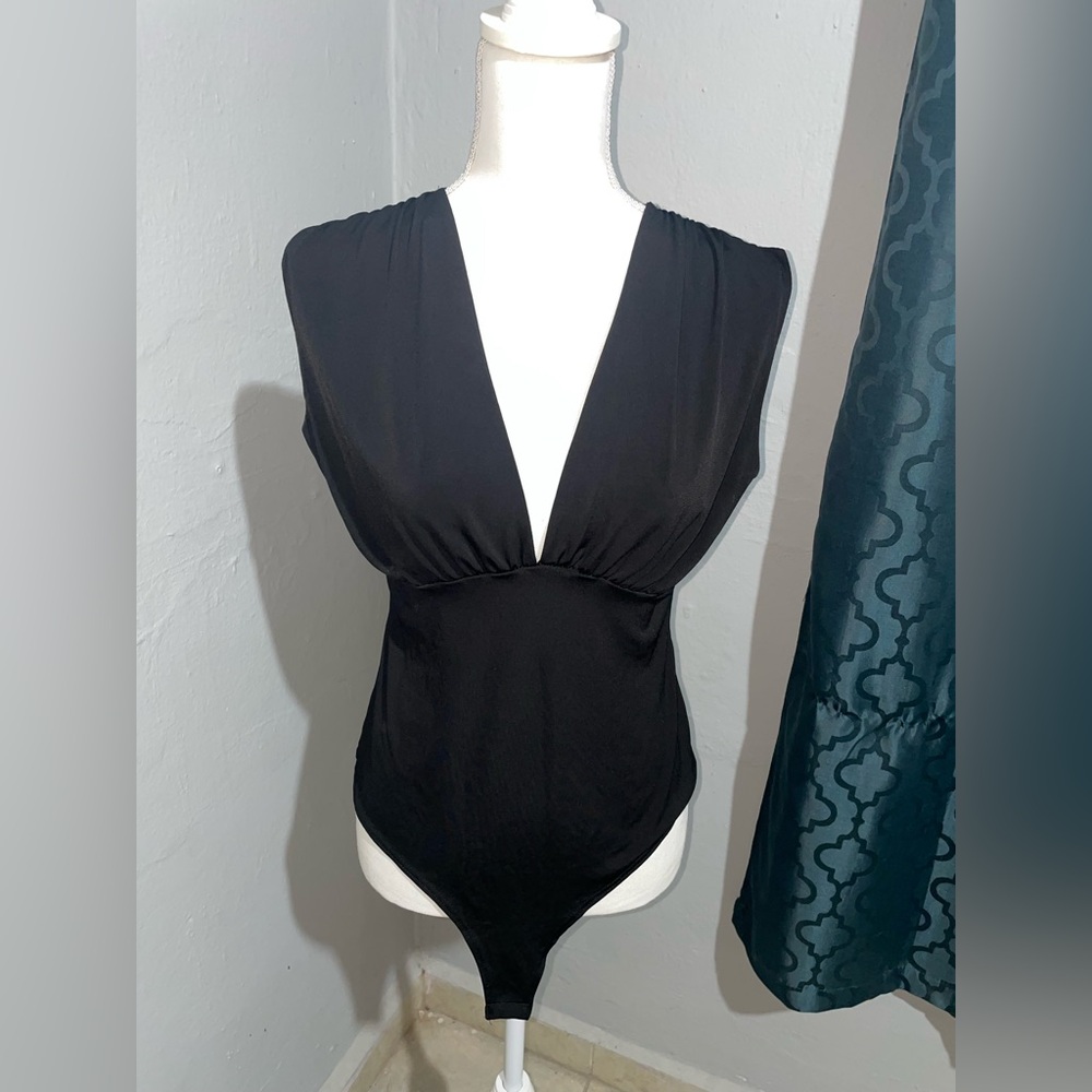 Black Deep V-Neck Bodysuit